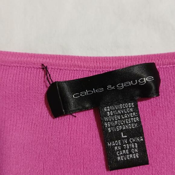Cable & Gauge Size Large Pink Women's Scoop Neck Top with Ruffle Detail - Picture 11 of 12
